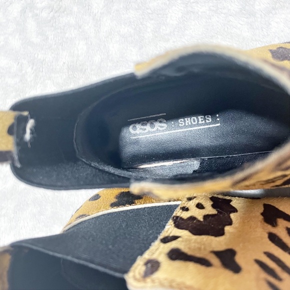 ASOS Leopard Bootie Atom Leather Chelsea Boot Calf Hair Animal Print Slip-On 5 - Picture 12 of 13